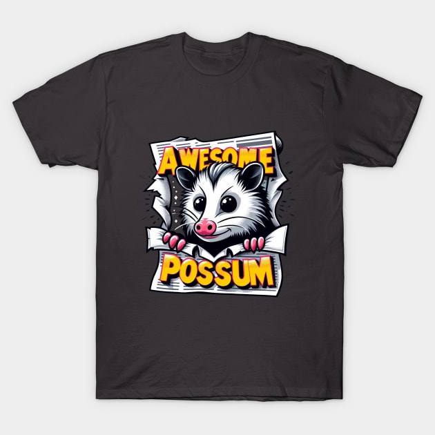 Joyful Opossum T-Shirt by BukovskyART